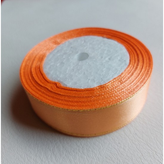 ОПТ Лента атласная с люрексом 25 мм*25 ярдов цв. персиковый, цена за катушку